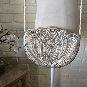 Vintage Beaded Blossom Evening Purse, Bridal, Party, Shoulder, Clutch